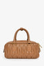 Miu Miu Caramel Nappa Leather Arcadie Matelassé Top Handle