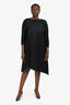 Issey Miyake Pleats Please Black Asymmetrical Pleated Dress Size 5