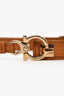 Salvatore Ferragamo Brown Leather Skinny Belt Size 70