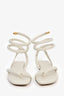 Bottega Veneta White Leather Spiral Flat Sandals Size 36.5