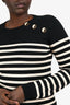 Saint Laurent 2016 Black/White Wool Striped Sweater Size L