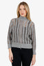 Brunello Cucinelli Grey Wool/Mohair Zip-up Cardigan With Sequin Mesh Workmanship Size XS