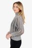 Brunello Cucinelli Grey Wool/Mohair Zip-up Cardigan With Sequin Mesh Workmanship Size XS