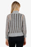Brunello Cucinelli Grey Wool/Mohair Zip-up Cardigan With Sequin Mesh Workmanship Size XS
