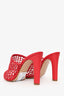 Salvatore Ferragamo Red Woven Leather Mules Size 6