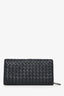 Bottega Veneta Black Leather Intrecciato Long Wallet