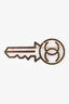 Pre-Loved Chanel™ 2017 Gold Tone Metal/Black Crystal Embellished CC Key Brooch