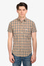 Burberry Vintage Tan Cotton House Check Short Sleeve Button Down Shirt Size S Mens