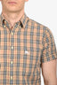 Burberry Vintage Tan Cotton House Check Short Sleeve Button Down Shirt Size S Mens