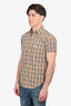 Burberry Vintage Tan Cotton House Check Short Sleeve Button Down Shirt Size S Mens