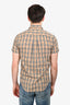 Burberry Vintage Tan Cotton House Check Short Sleeve Button Down Shirt Size S Mens