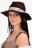 Maison Michel Burgundy Foliate Ribbon Fedora Hats Size M
