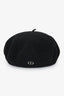 Christian Dior Black Wool CD Embroidered Beret Hat Size T4