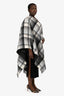 Gucci Blue GG Monogram Plaid Reversible Wool Poncho
