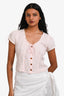 Love Shack Fancy Light Pink Cotton/Linen Buttoned Short Sleeve Top Size XS