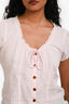 Love Shack Fancy Light Pink Cotton/Linen Buttoned Short Sleeve Top Size XS