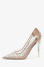 Valentino Taupe Patent PVC Crystal Heels Size 40