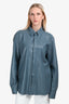 Nanushka Blue Vegan Leather Button Up Shift Size S/M