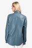 Nanushka Blue Vegan Leather Button Up Shift Size S/M