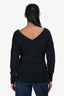 Burberry Blue Label Navy Cotton V-Neck Tie Detail Sweater Size 38