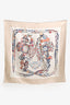 Hermès Beige/White Silk 'Brides des Gala en fleur' Scarf 90