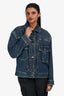 Louis Vuitton Blue Distressed Denim Logo Jacket Size 34