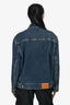 Louis Vuitton Blue Distressed Denim Logo Jacket Size 34