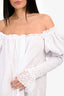 Sleeper White Linen Puff Sleeve Maxi Dress Size M