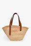 Loewe Raffia/Brown Leather Medium Basket Tote Bag