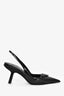 Prada Black Leather Logo-Plaque Slingback Heels Size 38.5
