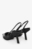 Prada Black Leather Logo-Plaque Slingback Heels Size 38.5