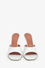 Amina Muaddi White Leather 'Lupita Slipper' Heels Size 39