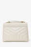 YSL Taupe Small Lou Lou Handbag With Gold Chain Strap