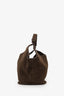 Khaite Brown Suede Lotus Small Top Handle Bag