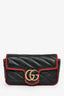 Gucci Black/Red Quilted Leather Torchon Marmont Super Mini Crossbody Bag