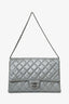 Pre-Loved Chanel™ Grey Metallic Quilted Leather New Clutch With Chain