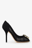 Dolce & Gabbana Black Lace Crystal Flower Heels Size 36.5