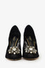 Dolce & Gabbana Black Lace Crystal Flower Heels Size 36.5