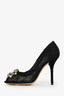 Dolce & Gabbana Black Lace Crystal Flower Heels Size 36.5