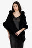 Sofia Cashmere Black Cashmere Fox Fur Trimmed Shawl