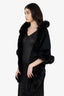 Sofia Cashmere Black Cashmere Fox Fur Trimmed Shawl