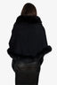 Sofia Cashmere Black Cashmere Fox Fur Trimmed Shawl