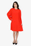 Balenciaga Red Silk Long Sleeve Dress Size 40