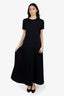 Maison Margiela Black Cotton Short Sleeve Midi Dress With Pleated Skirt Size XL