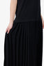 Maison Margiela Black Cotton Short Sleeve Midi Dress With Pleated Skirt Size XL