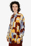 Dries Van Noten Oversized Silk Shirt In Geometric Print Size L Mens
