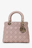 Christian Dior 2017 Powder Pink Supple Medium Lady Dior with Strap