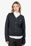 Gucci 2024 Grey/Pink Wool Logo Embroidered Wool Cardigan Size M Mens