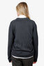 Gucci 2024 Grey/Pink Wool Logo Embroidered Wool Cardigan Size M Mens