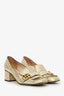 Gucci Gold Crackled Leather GG Marmont Loafer Pumps Size 40